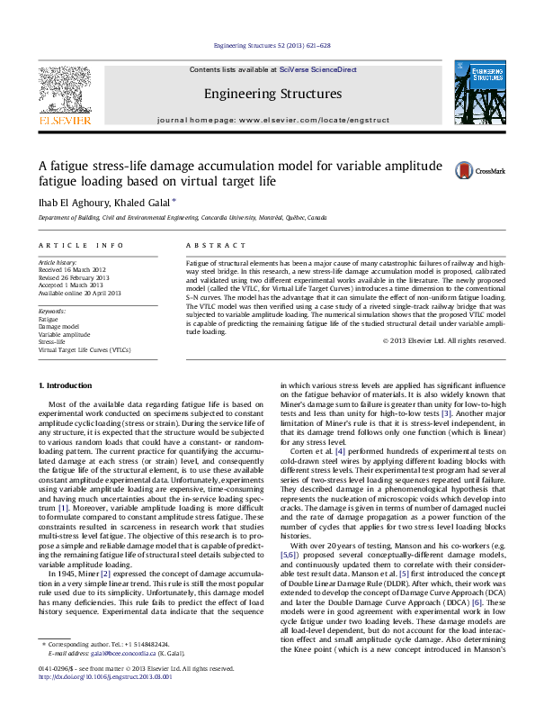 (PDF) A fatigue stress-life damage accumulation model for variable ...