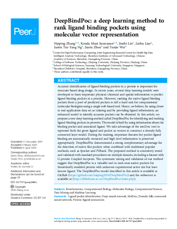 (PDF) DeepBindPoc: a deep learning method to rank ligand binding ...