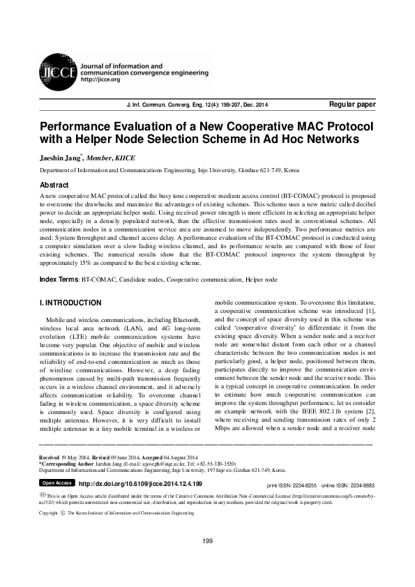 (PDF) Performance Evaluation of a New Cooperative MAC Protocol with a ...