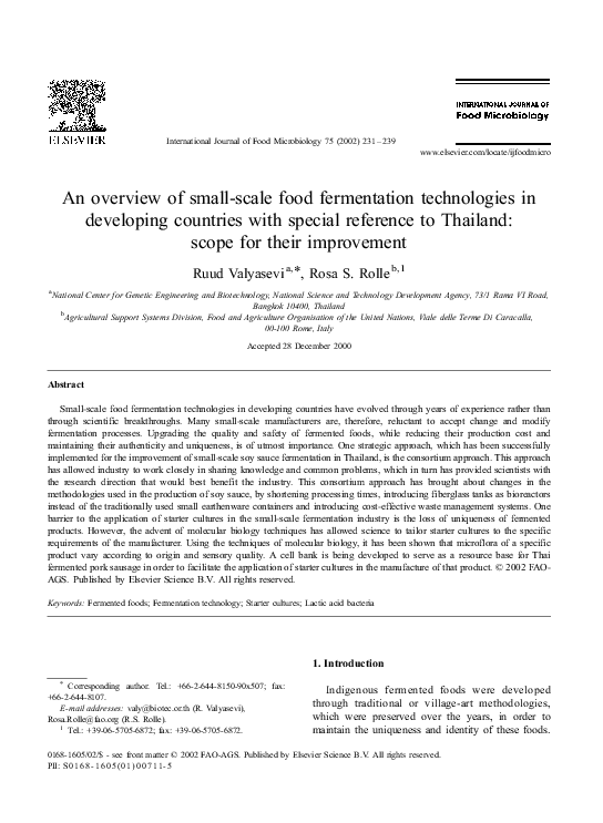 (PDF) An overview of smallscale food fermentation technologies in