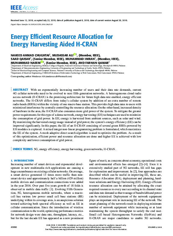 (PDF) Energy Efficient Resource Allocation for Energy Harvesting Aided ...
