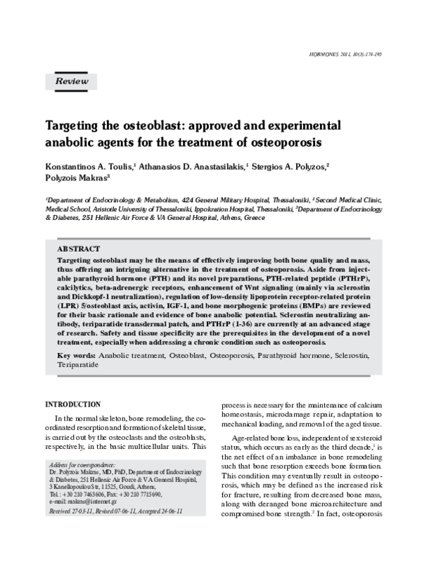 (PDF) Targeting the osteoblast: approved and experimental anabolic ...