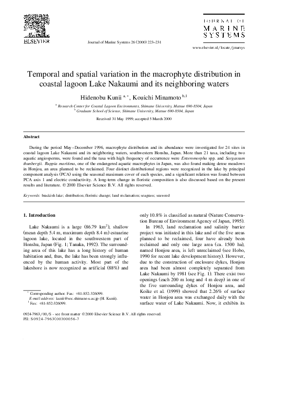 (PDF) Temporal and spatial variation in the macrophyte distribution in ...