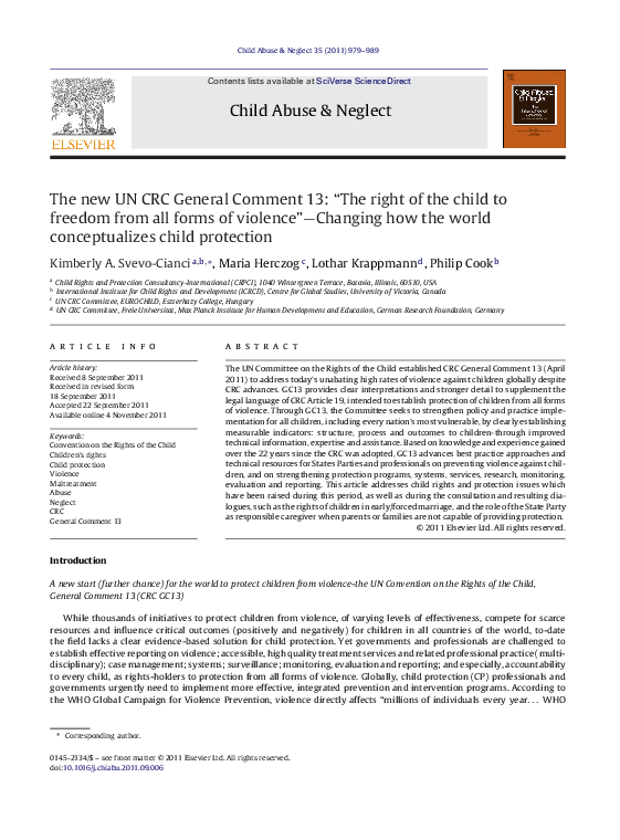 (PDF) The new UN CRC General Comment 13: “The right of the child to ...