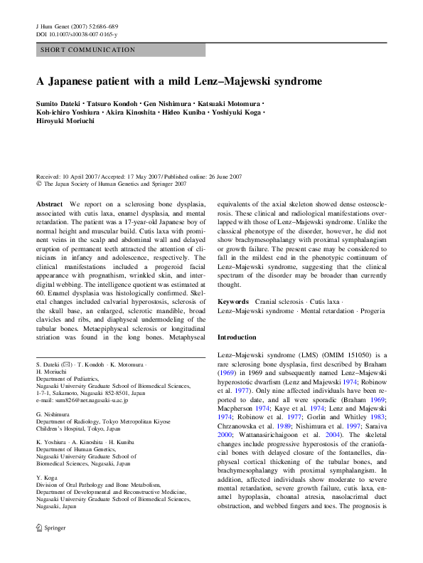 (PDF) A Japanese patient with a mild LenzMajewski syndrome