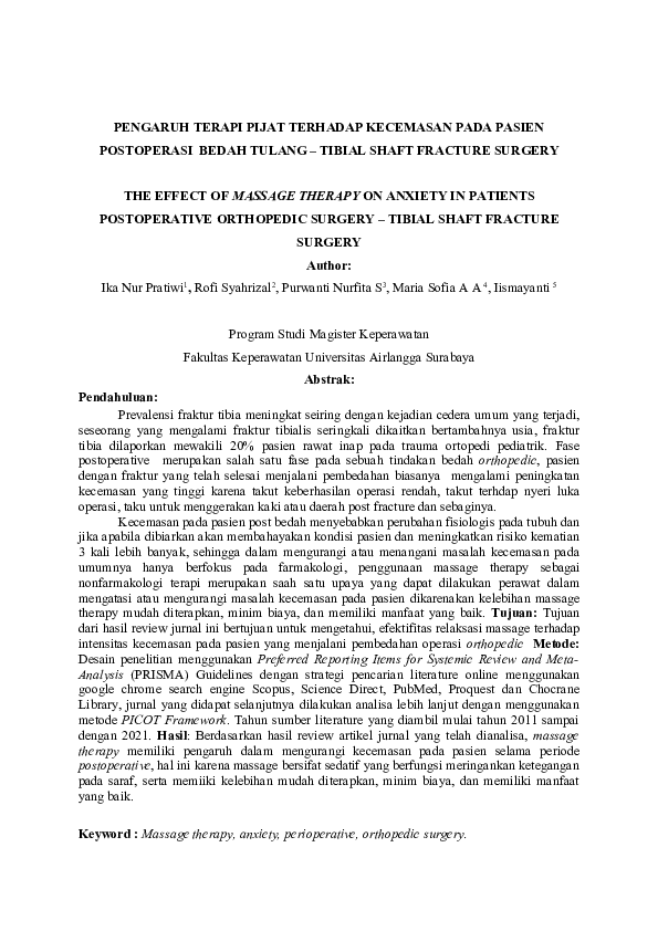 (DOC) THE EFFECT OF MASSAGE THERAPY ON ANXIETY IN PATIENTS ...