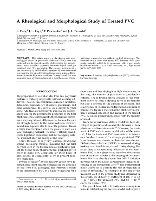 (PDF) A rheological and morphological study of treated PVC