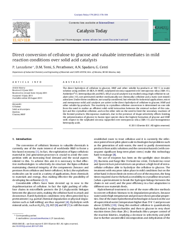 (PDF) Direct conversion of cellulose to glucose and valuable ...