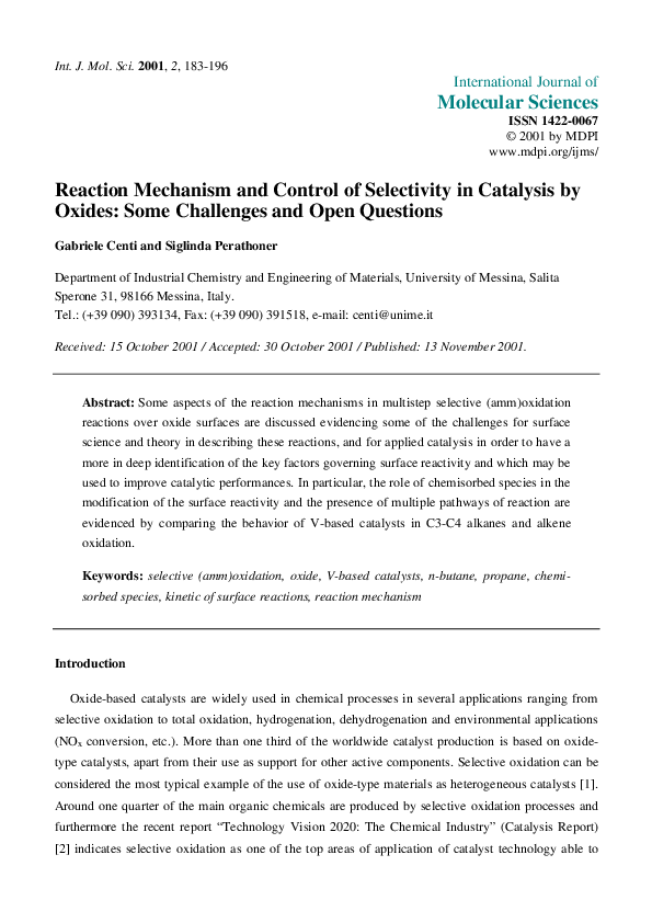 (PDF) Reaction Mechanism and Control of Selectivity in Catalysis by ...
