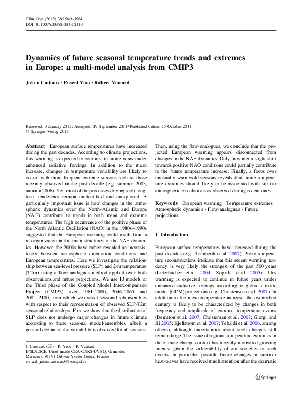 (PDF) Dynamics of future seasonal temperature trends and extremes in ...