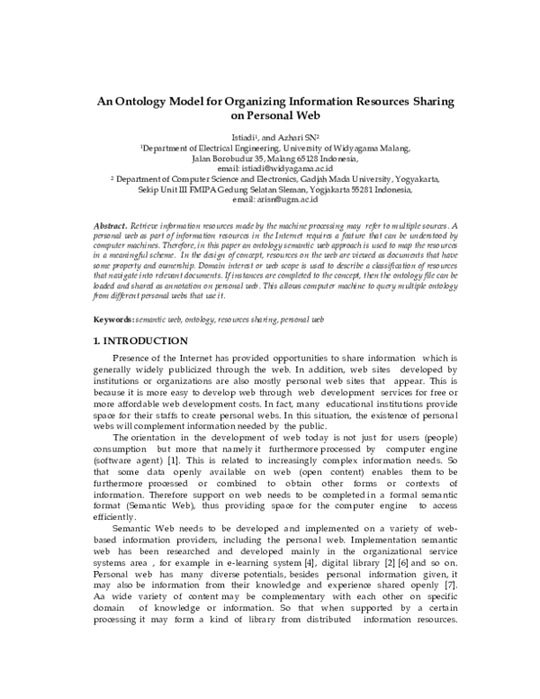 (PDF) An Ontology Model for Organizing Information Resources Sharing on ...