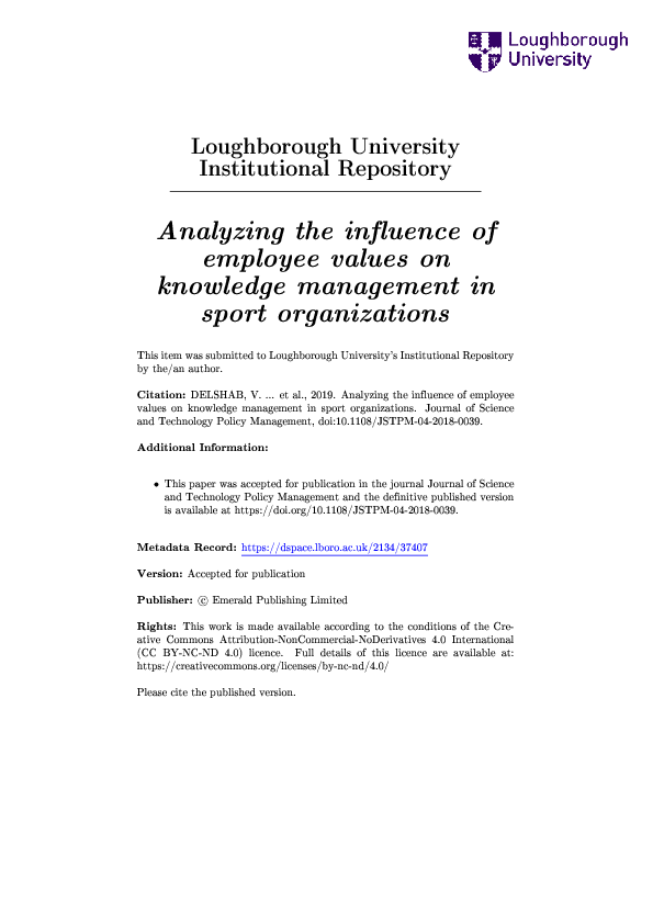 (PDF) Analyzing the influence of employee values on knowledge ...