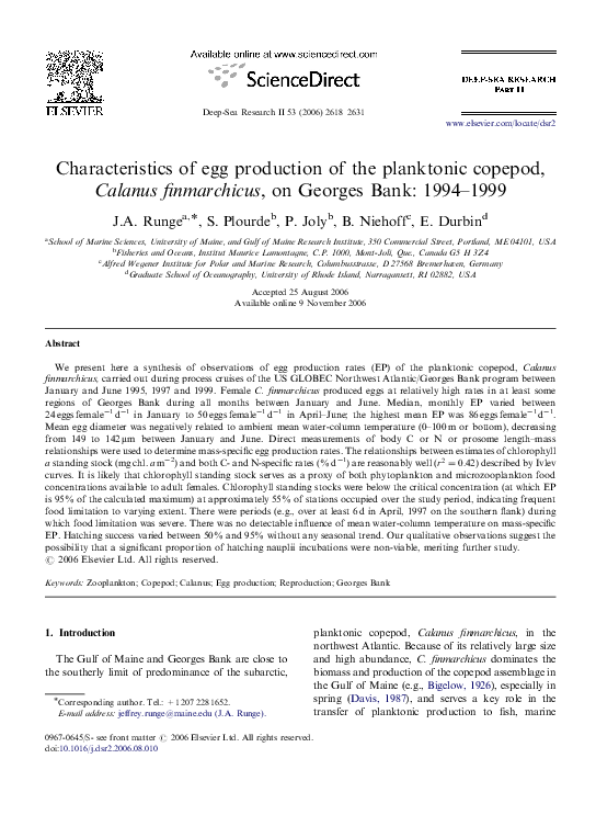 (PDF) Characteristics of egg production of the planktonic copepod ...