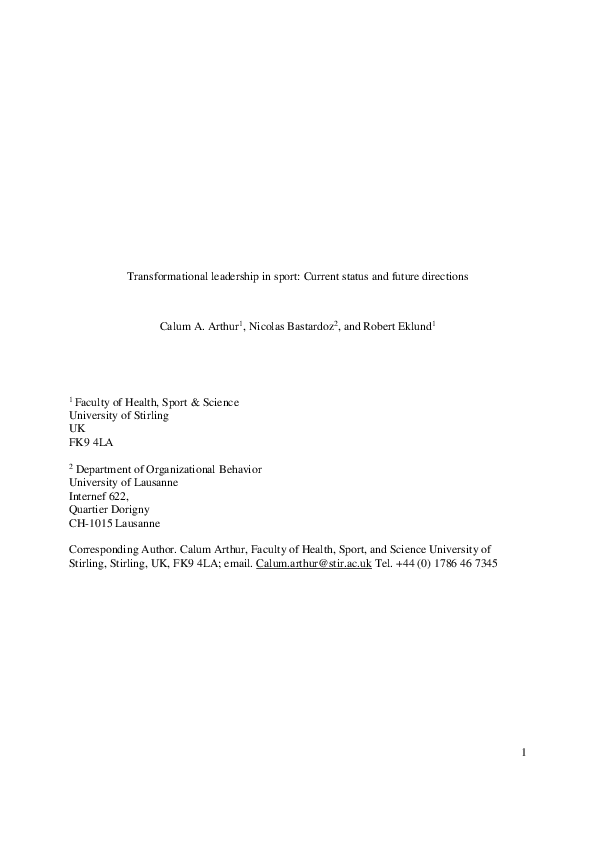 (PDF) Transformational leadership in sport: Current status and future ...