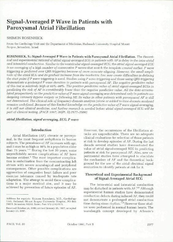 (PDF) Signal-Averaged P Wave in Patients with Paroxysmal Atrial ...