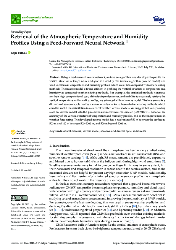 (PDF) Retrieval of the Atmospheric Temperature and Humidity Profiles ...