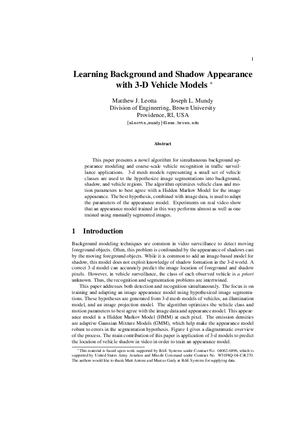 (PDF) Learning Background and Shadow Appearance with 3-D Vehicle Models