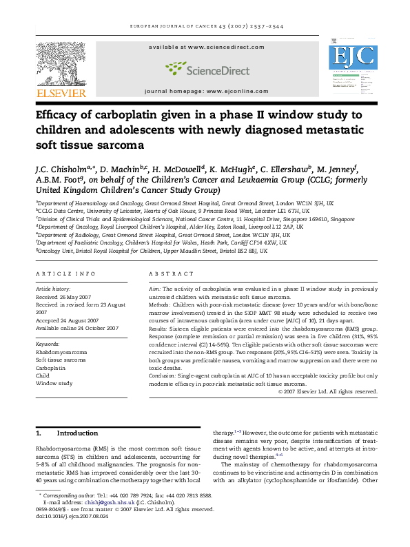 (PDF) Efficacy of carboplatin given in a phase II window study to ...