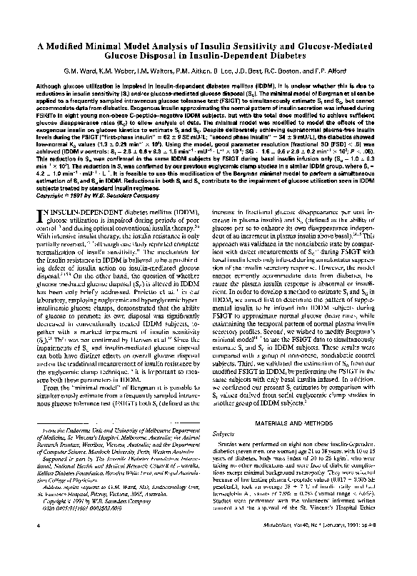 (PDF) A modified minimal model analysis of insulin sensitivity and ...