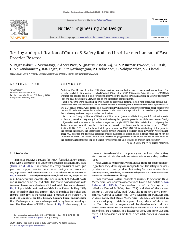 (PDF) Testing and qualification of Control & Safety Rod and its drive ...