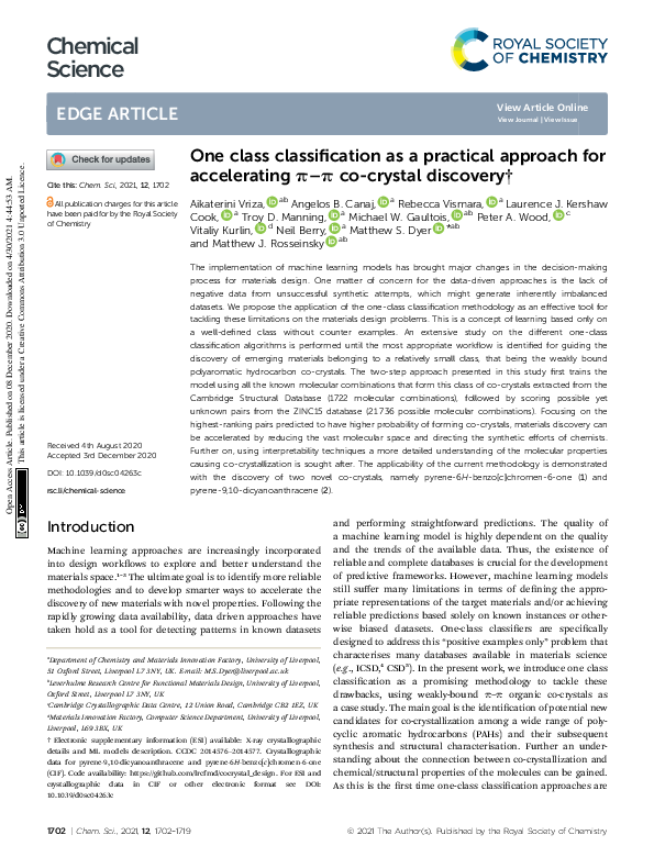 (PDF) One class classification as a practical approach for accelerating ...