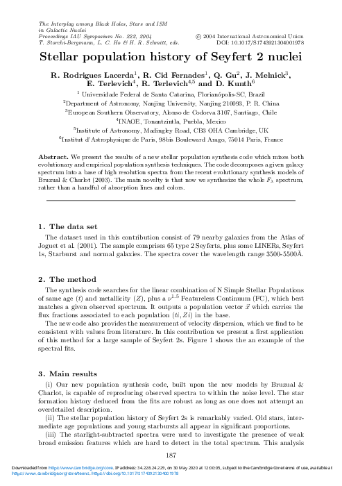 (PDF) Stellar population history of Seyfert 2 nuclei