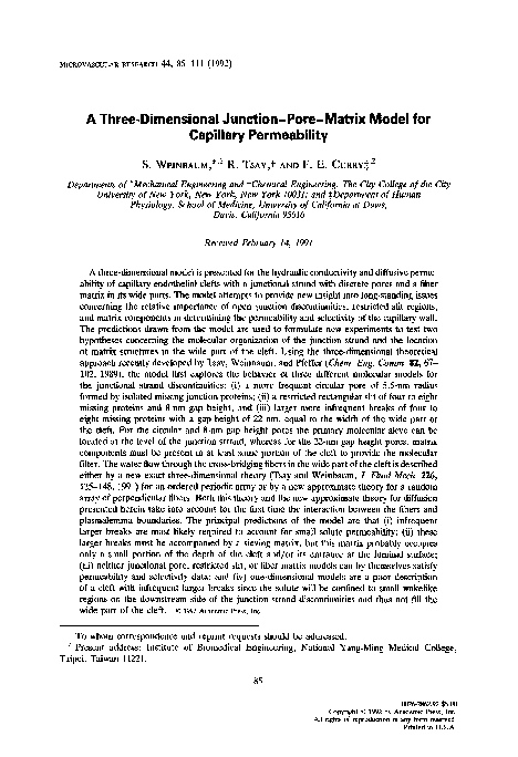 (PDF) A three-dimensional junction-pore-matrix model for capillary ...