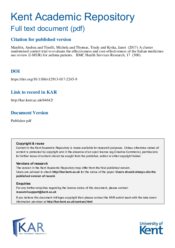 (PDF) A cluster randomised control trial to evaluate the effectiveness ...
