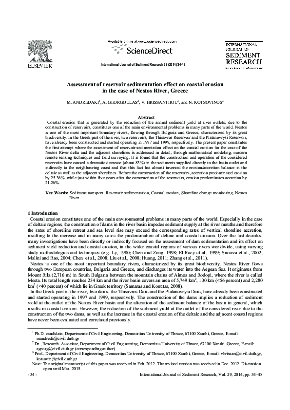 (PDF) Assessment of reservoir sedimentation effect on coastal erosion ...