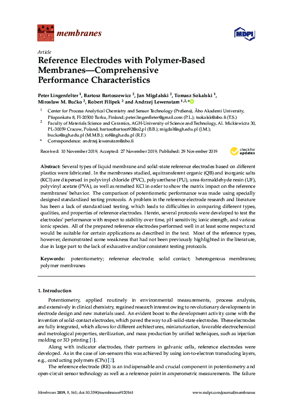(PDF) Reference Electrodes with Polymer-Based Membranes—Comprehensive ...