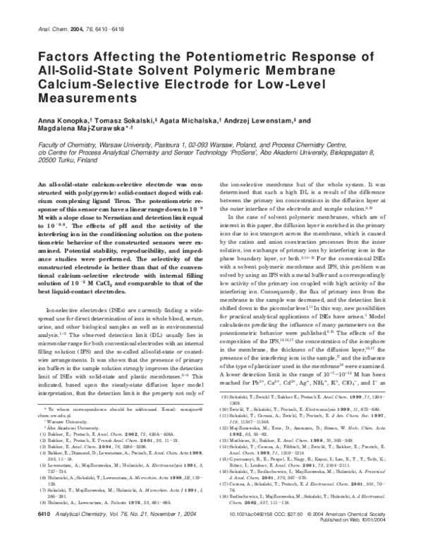 (PDF) Factors Affecting the Potentiometric Response of All-Solid-State ...