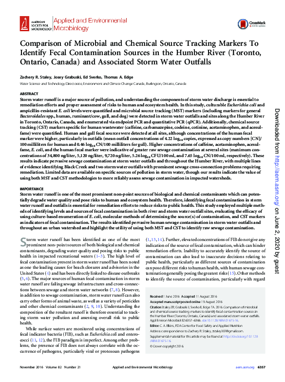 (PDF) Comparison of microbial and chemical source tracking markers to ...