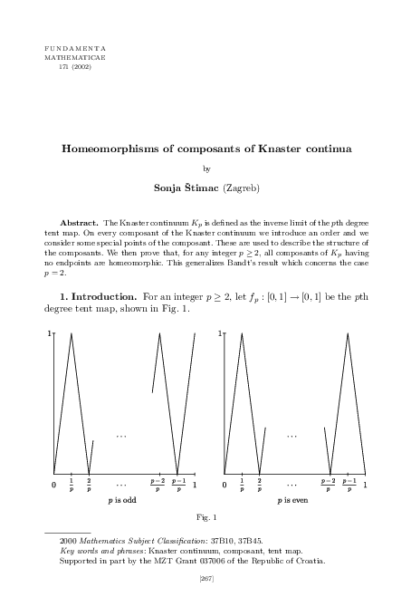 (PDF) Homeomorphisms of composants of Knaster continua