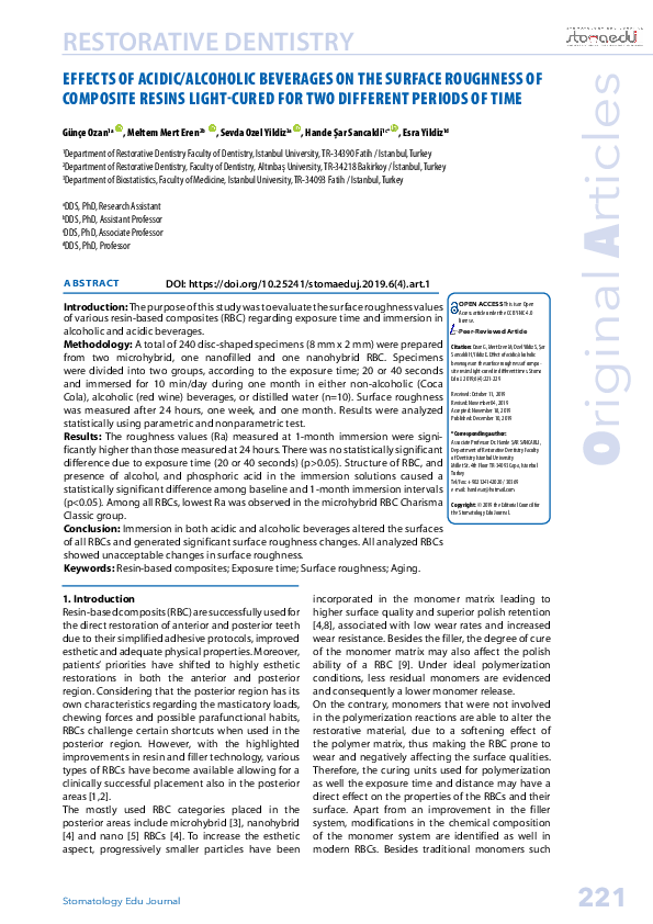 (PDF) Effects of Acidic/Alcoholic Beverages on the Surface Roughness of ...