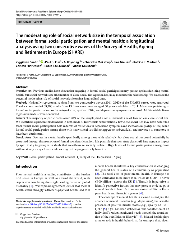 (PDF) The moderating role of social network size in the temporal ...