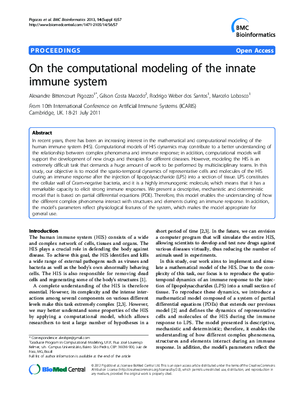 (PDF) On the computational modeling of the innate immune system