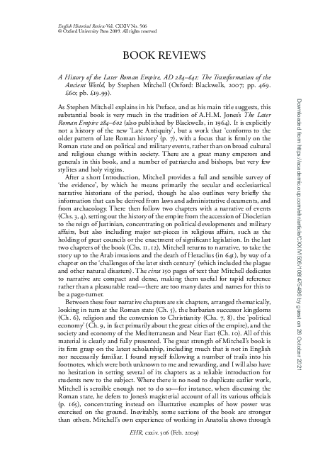 (PDF) A History of the Later Roman Empire AD 284-641: The ...