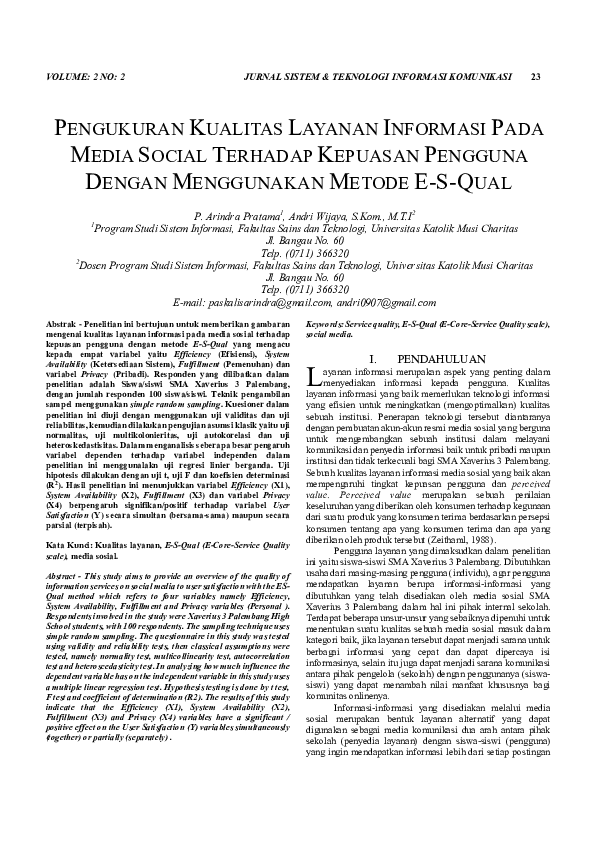 (PDF) Pengukuran Kualitas Layanan Informasi Pada Media Social Terhadap ...