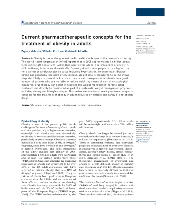 (PDF) Current pharmacotherapeutic concepts for the treatment of obesity ...
