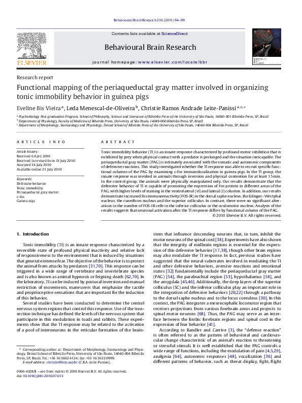 (PDF) Functional mapping of the periaqueductal gray matter involved in ...
