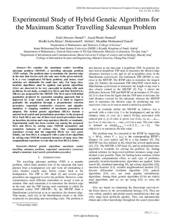 (PDF) An experimental study of a hybrid genetic algorithm for the ...