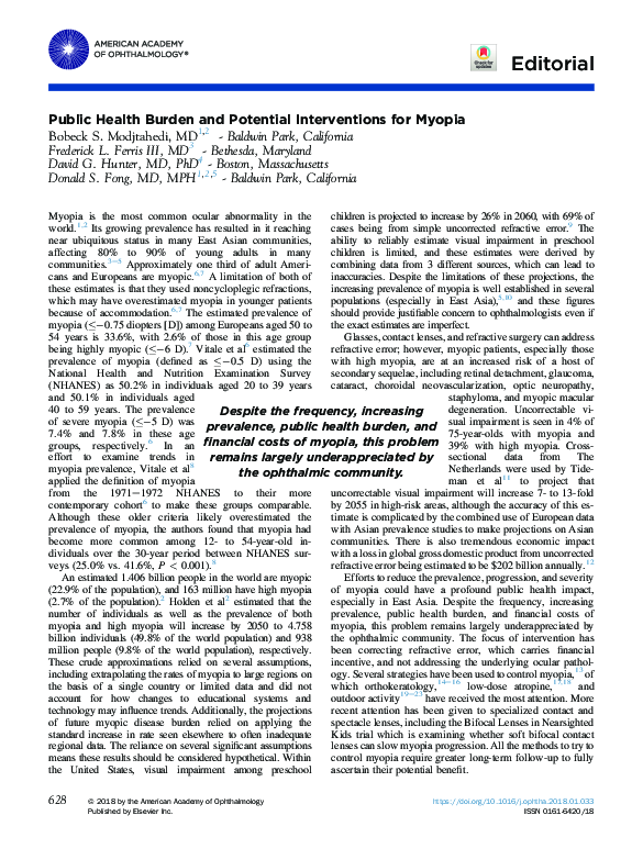 (PDF) Public Health Burden and Potential Interventions for Myopia