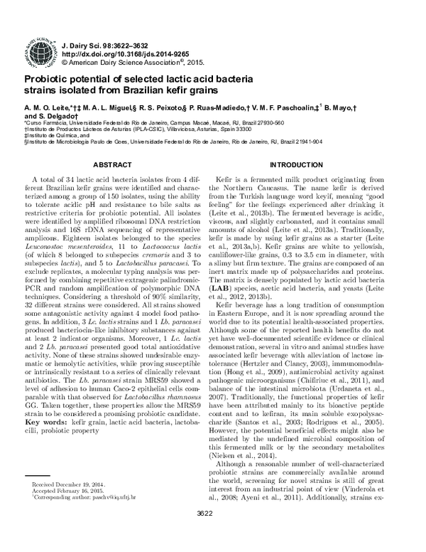 (PDF) Probiotic potential of selected lactic acid bacteria strains ...