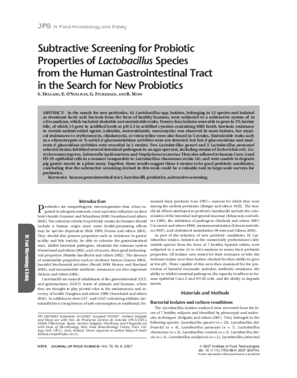 (PDF) Subtractive Screening for Probiotic Properties of Lactobacillus ...