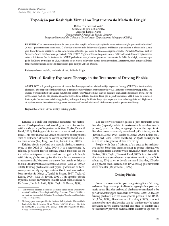 (PDF) Virtual Reality Exposure Therapy in the Treatment of Anxiety ...