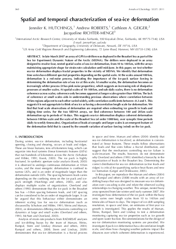 (PDF) Spatial and temporal characterization of sea-ice deformation