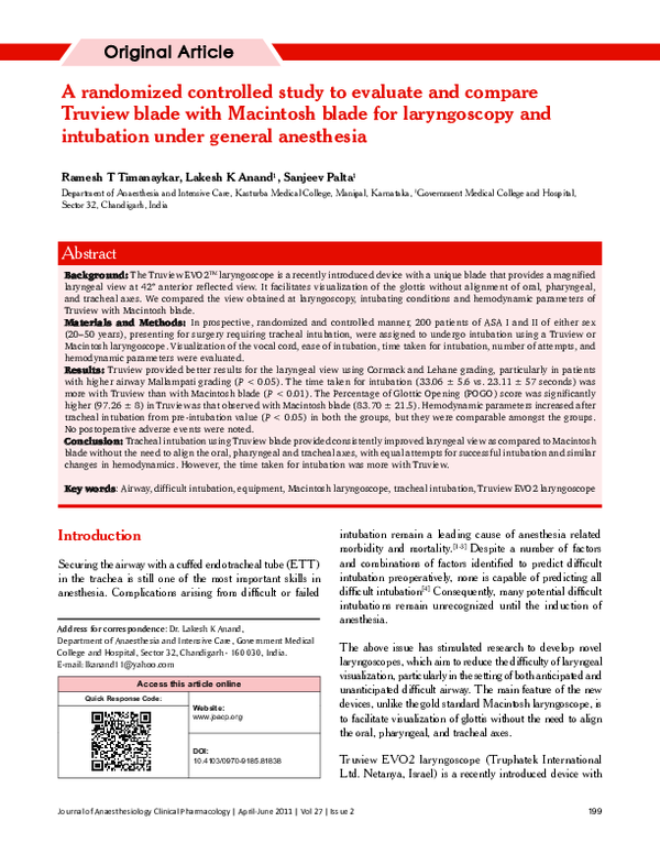 (PDF) A randomized controlled study to evaluate and compare Truview ...