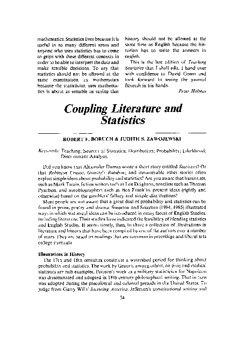 (PDF) Coupling Literature and Statistics