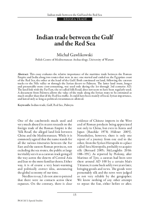 (PDF) The Indian trade between the Gulf and the Red Sea
