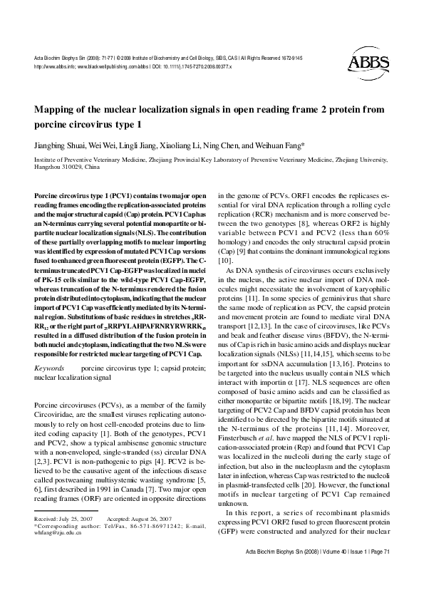 (PDF) Mapping of the nuclear localization signals in open reading frame ...